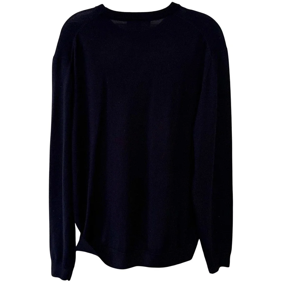 Hart Schaffner Marx Men's Navy Extra Fine Merino Wool Crewneck Sweater in Size L